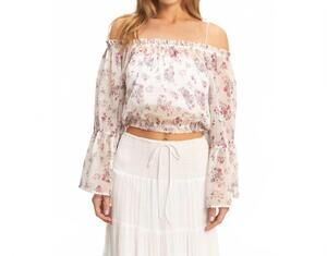 NEW HYFVE floral off shoulder top in rose wine